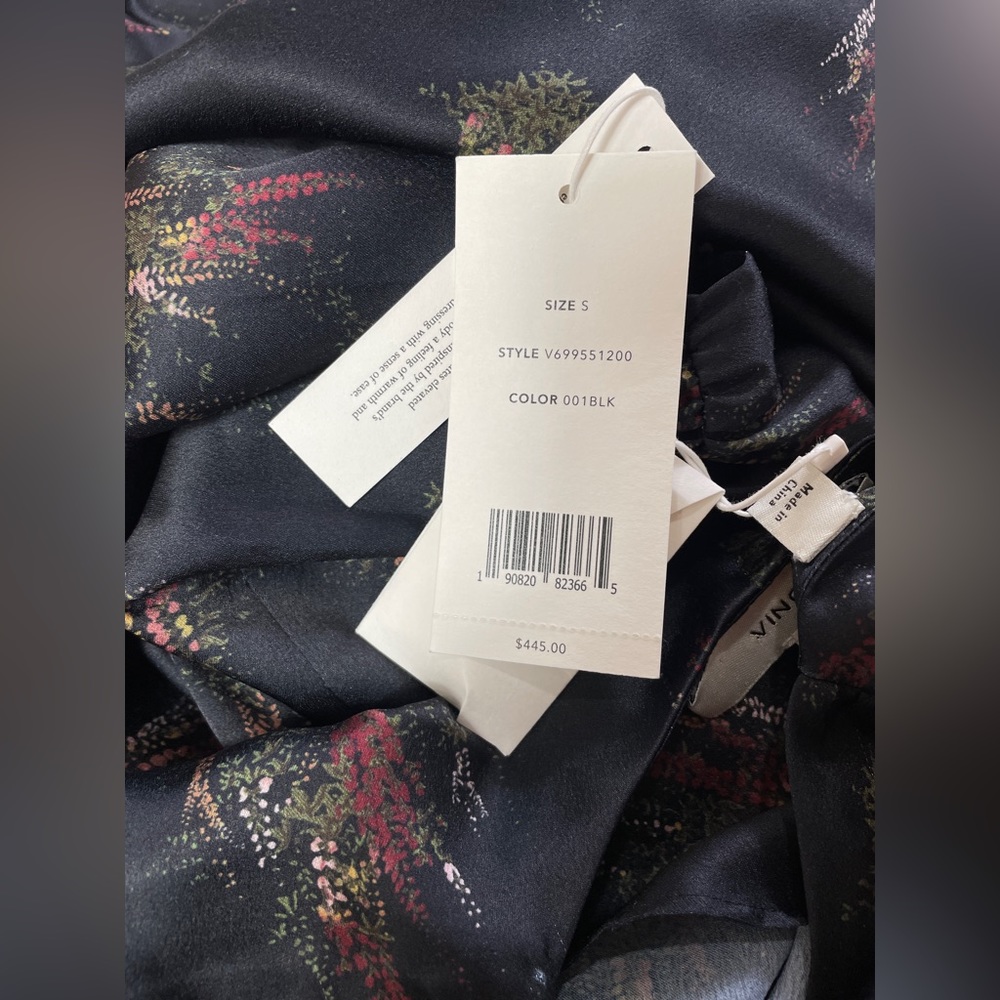 NWT Vince Wisteria Dolman Sleeve Dress Black Floral S - Picture 5 of 5